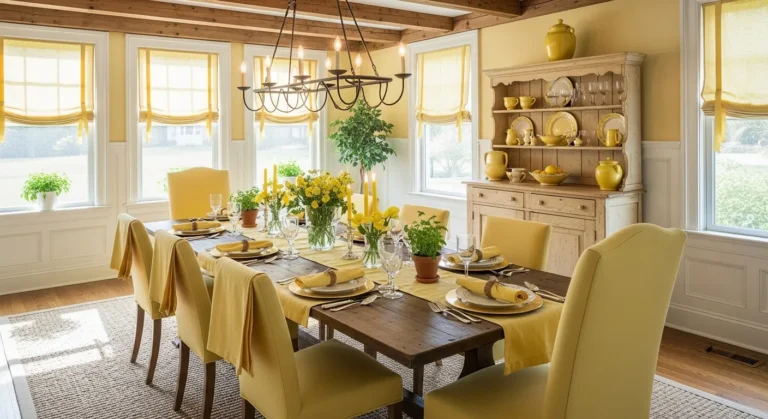 Brighten Your Farmhouse Dining Room with Cheerful Yellow
