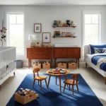 Mid-Century Modern Nursery & Kids Room Decor with Navy Blue