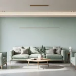 Minimalist Living Room Oasis in Pastel Mint