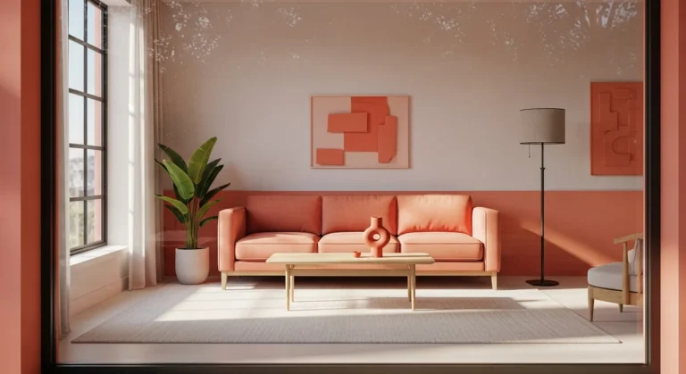 Minimalist Living Room Makeover: Embrace Coral for a Fresh Vibe