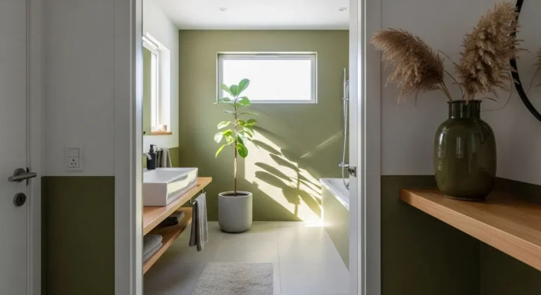 Transform Your Bathroom with Japandi Style and Olive Green Serenity