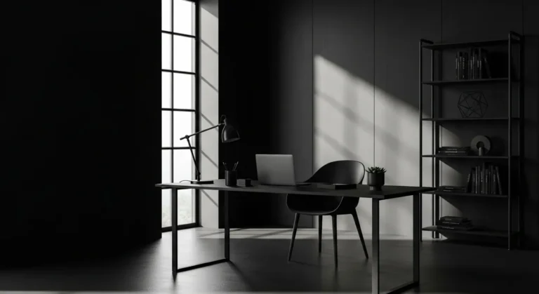 Minimalist Home Office Design in Black: A Chic and Focused Workspace