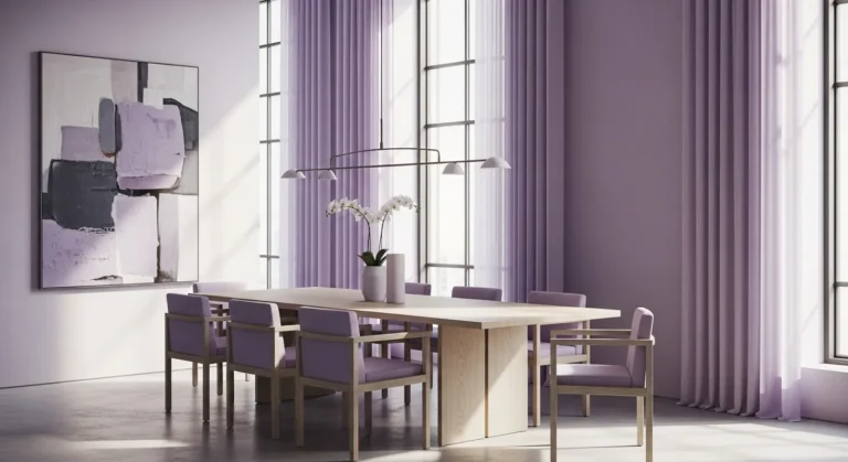 Minimalist Dining Room Delight: Embrace Lavender Elegance