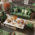 Classic Luxury Outdoor Balcony Decor with Emerald Green