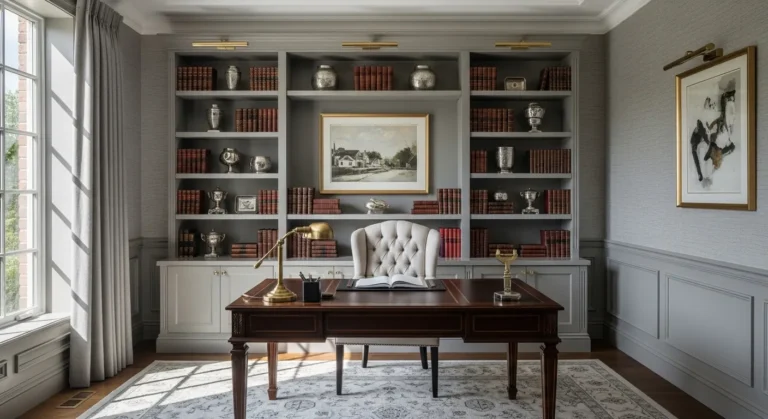 Classic Luxury Home Office with Gray Elegance