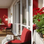 Classic Luxury Outdoor Balcony Design in Vibrant Red