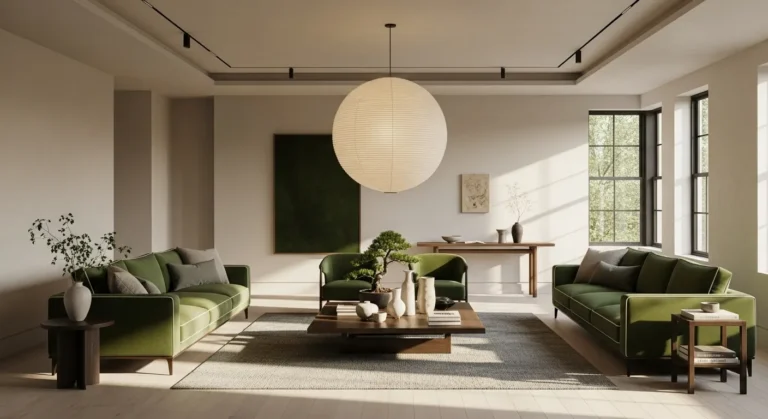 Japandi Living Room: Embrace the Serenity of Moss Green