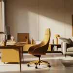 Minimalist Home Office in Mustard: A Bright and Inviting Workspace