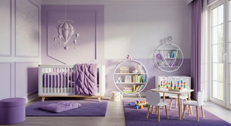 Modern Nursery & Kids Room in Pastel Purple: A Serene Sanctuary