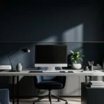 Minimalist Home Office in Inky Midnight Blue: Create a Calm and Focused Workspace
