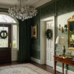 Classic Luxury Entryway Design with Emerald Green: A Festive Welcome