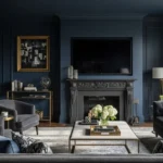 Classic Luxury Living Room in Inky Midnight Blue