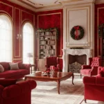 Classic Luxury Living Room Decor with Red for a Festive Christmas