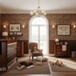 Classic Luxury Nursery & Kids Room with Warm Brown Accents