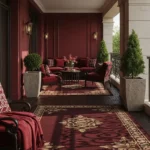 Classic Luxury Outdoor Balcony with Dark Red Elegance