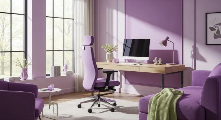 Modern Home Office Makeover: Embrace Lilac for Spring Decor