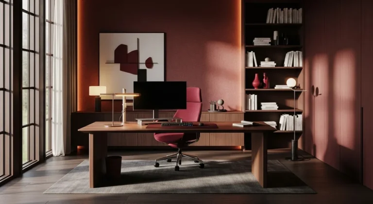 Modern Home Office Design: Embrace the Elegance of Burgundy