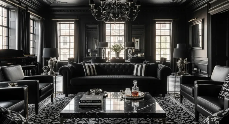 Classic Luxury Living Room Ideas: Mastering Timeless Noir