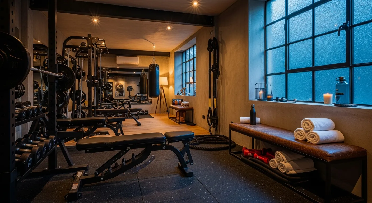 Detailed texture shot of industrial home gym ideas