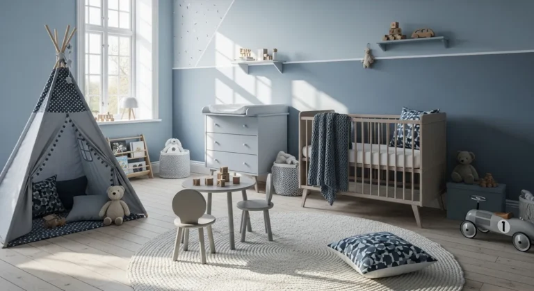 Scandi Style Nursery & Kids Room in Dusty Blue: A Soothing Sanctuary