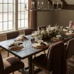 Winter Cozy Farmhouse Dining Room in Chocolate Brown