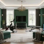 Classic Luxury Home Gym Ideas: An Emerald Green Retreat