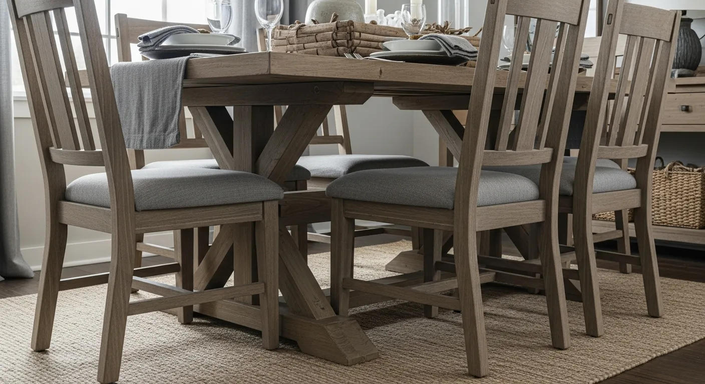 Budget friendly farmhouse dining room ideas with painted gray walls