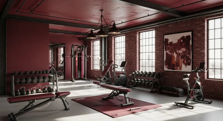 Industrial Home Gym Ideas: A Bold Burgundy Design Guide