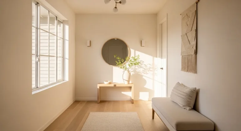 Japandi Entryway ideas: Off-White Calm, Warm Wood