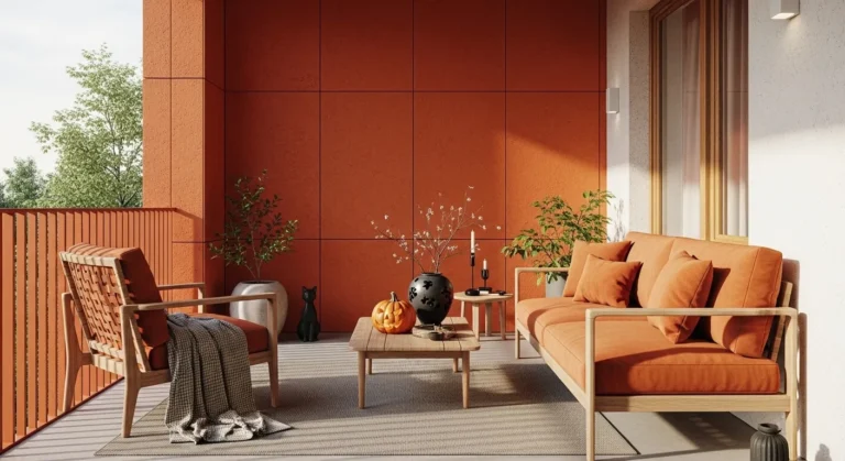 Japandi Outdoor Balcony Ideas: A Burnt Orange Halloween