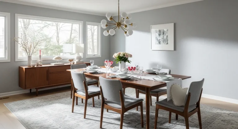 Light Gray Mid-Century Modern Dining Room Ideas for Valentine’s