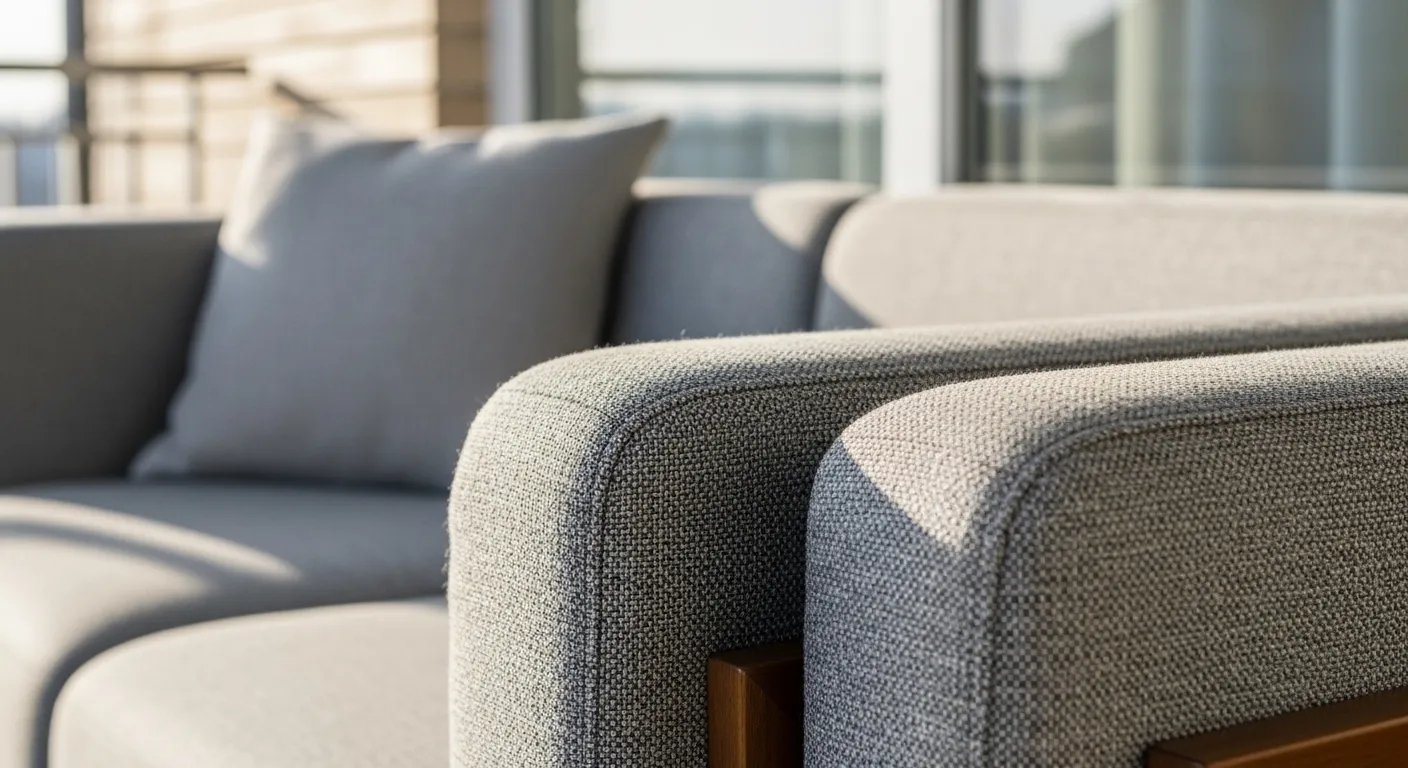 Sleek gray upholstery on mid-century modern furniture for outdoor balcony ideas