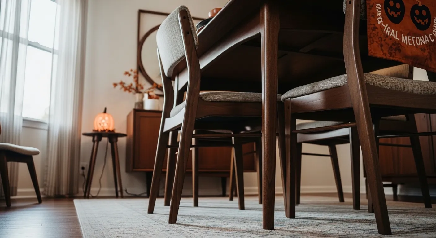 Mid-Century Modern Dining Room ideas featuring lighting and decor setup