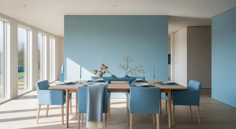 Minimalist Dining Room ideas in Sky Blue for Autumn