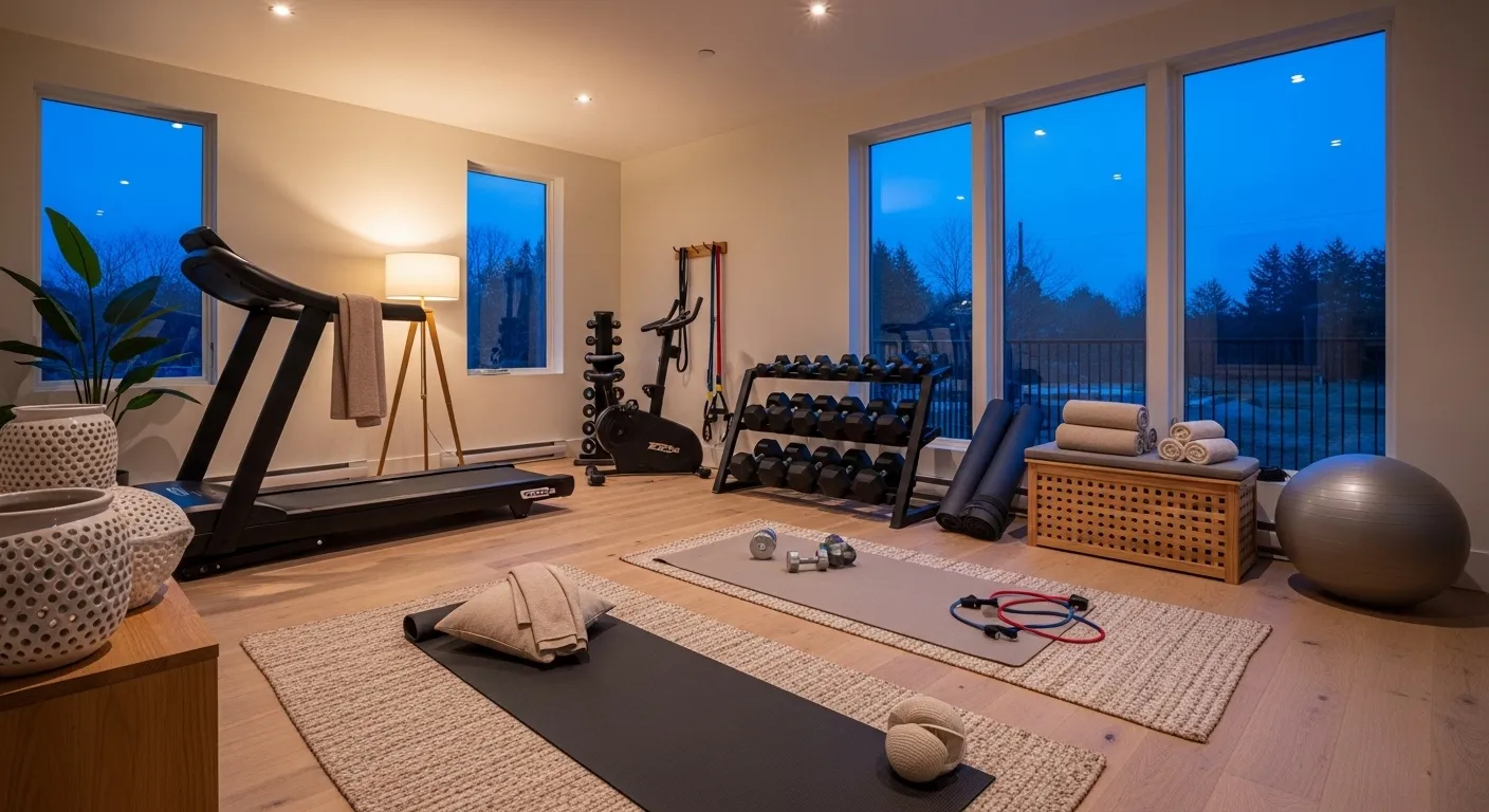Sleek minimalist gym equipment selected for modern home gym ideas