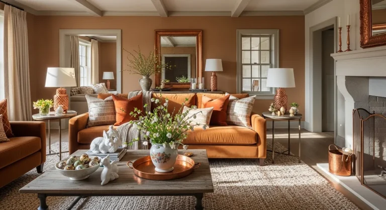 Rustic Warmth: Copper Farmhouse Living Room Ideas for Easter
