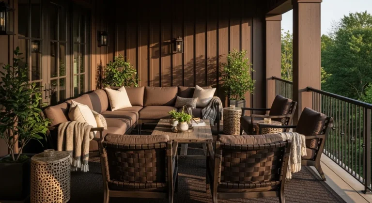 Chocolate Brown Farmhouse Outdoor Balcony Ideas: A Cozy Retreat