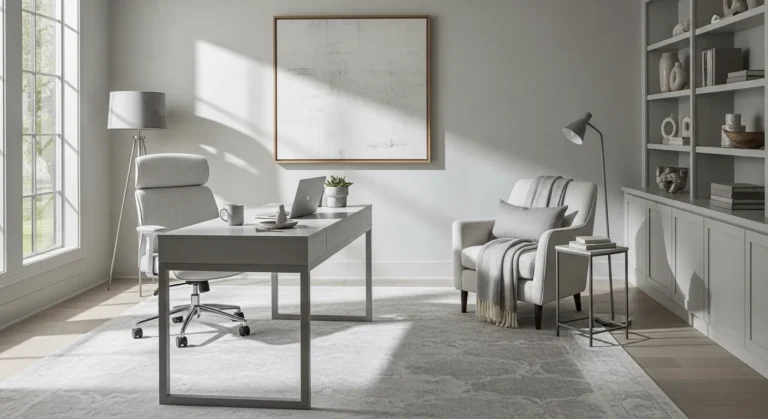Modern Home Office Ideas in Light Gray: Calm, Sleek Setup