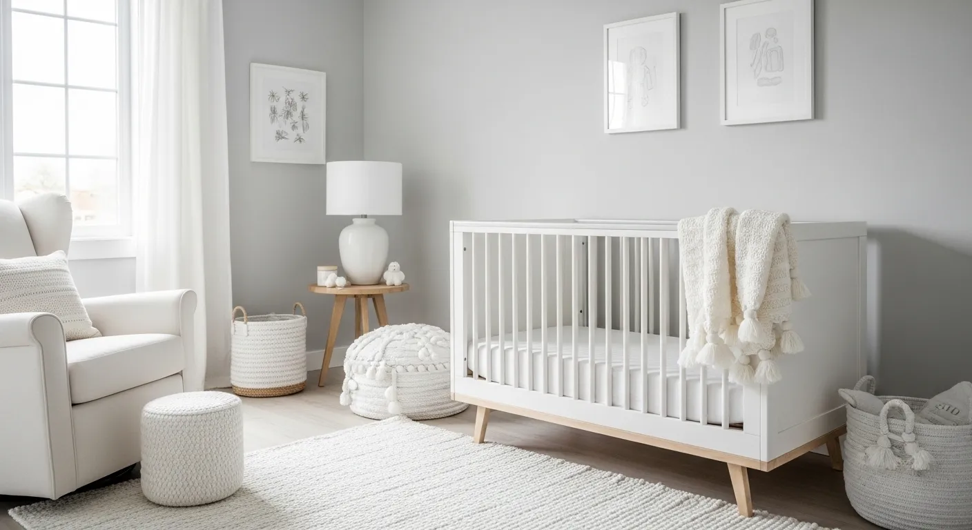 Minimalist white palette color combination for modern nursery design