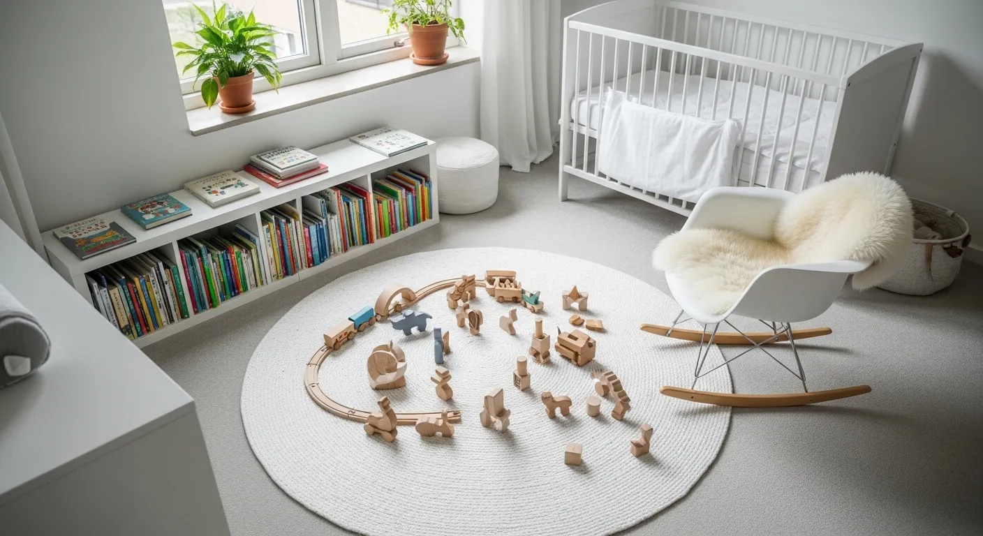 All-white modern nursery interior design recreation and styling