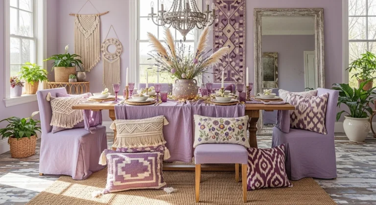 Bohemian Dining Room Ideas: Pastel Purple Easter Decor