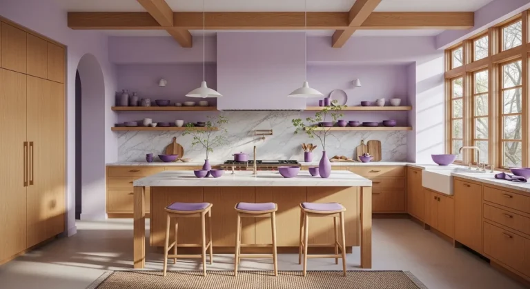 Japandi Kitchen ideas with Pastel Purple Calm (#B19CD9)