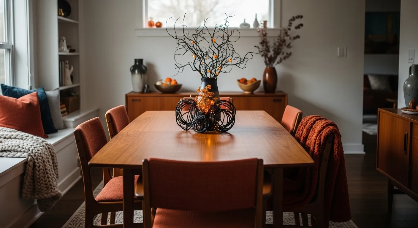 Mid-Century Modern Dining Room ideas execution step 1 showing rust chairs