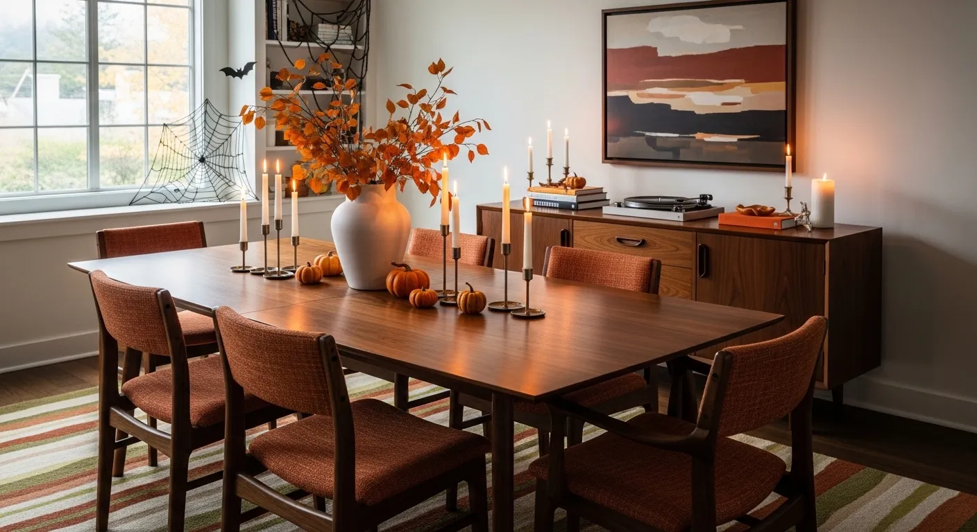 Mid-Century Modern Dining Room ideas focusing on textile layering