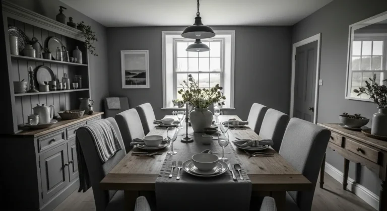 Modern Gray Farmhouse Dining Room Ideas: Everyday Rustic Charm