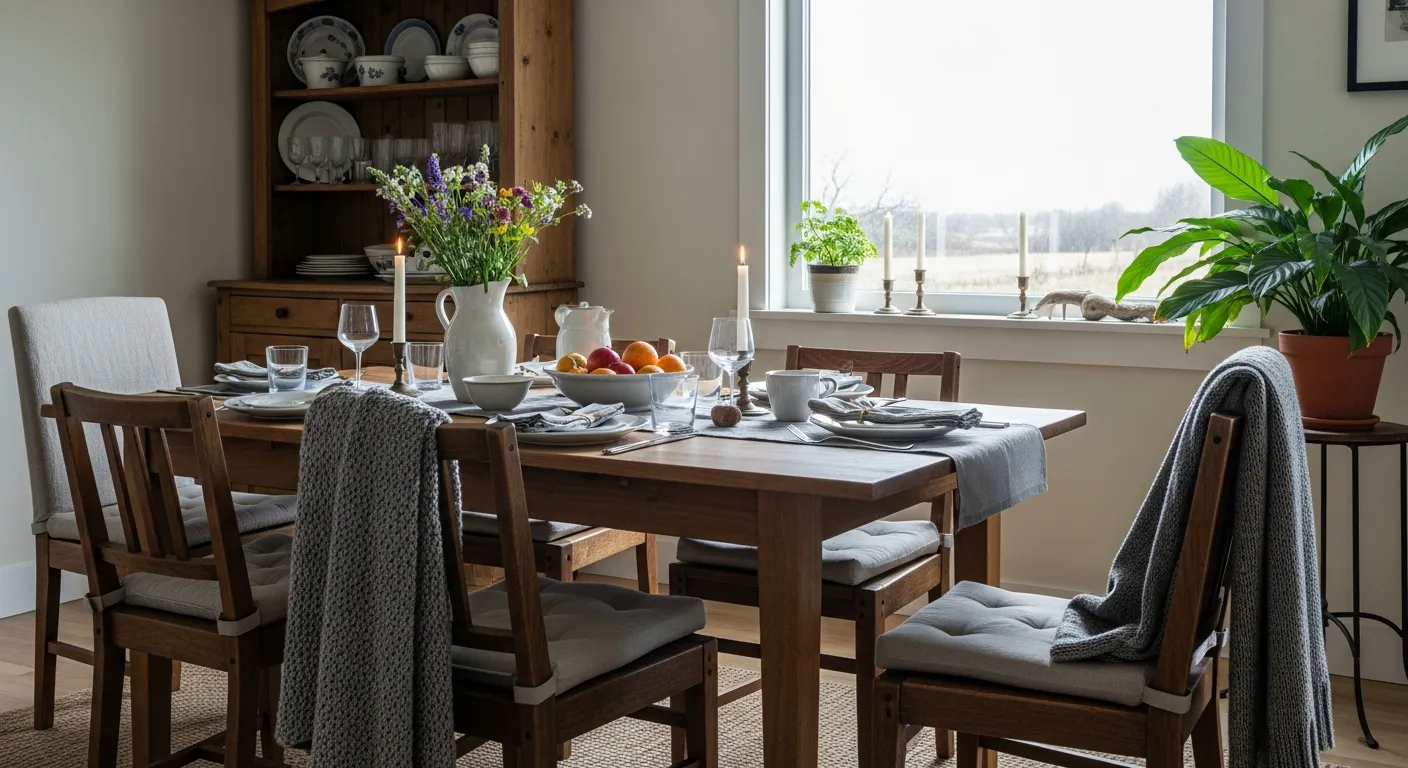 Table setting styling for farmhouse dining room ideas with weathered wood