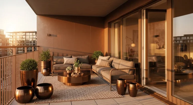 Scandi Outdoor Balcony ideas: Bronze Warmth, Nordic Calm