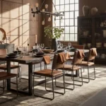 Industrial Dining Room ideas: Warm Brown & Modern Rustic