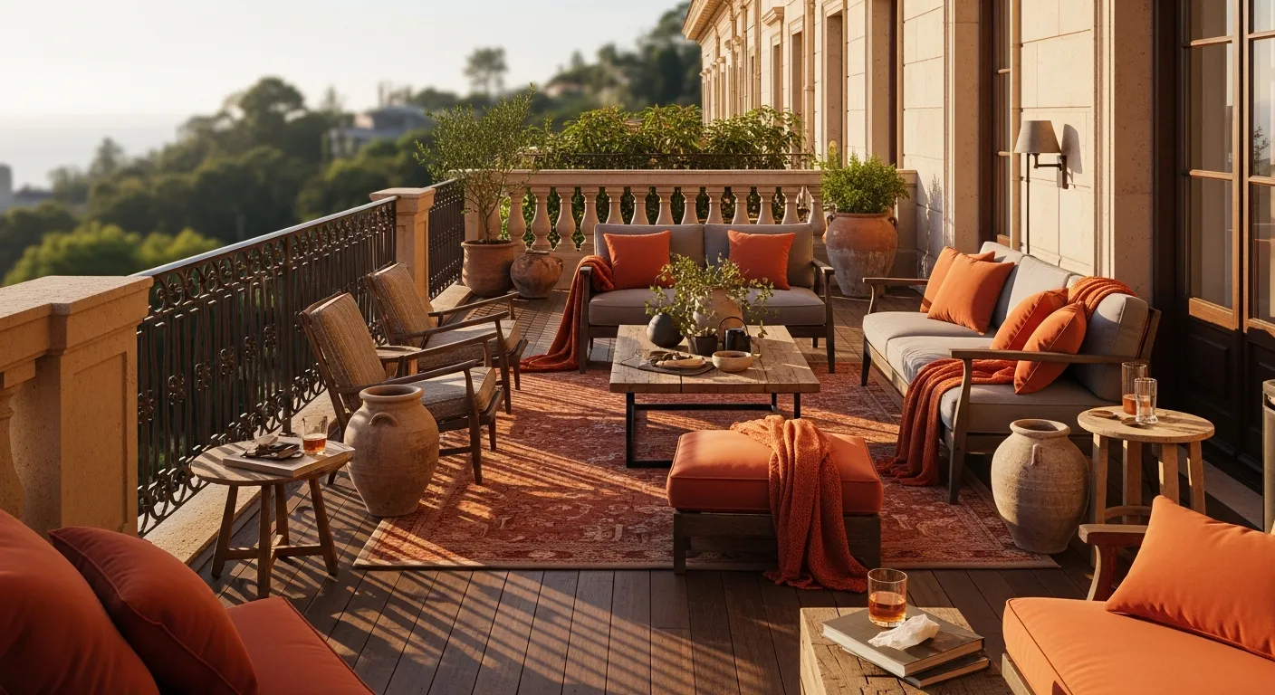 High end furniture layout for Classic Luxury Outdoor Balcony ideas