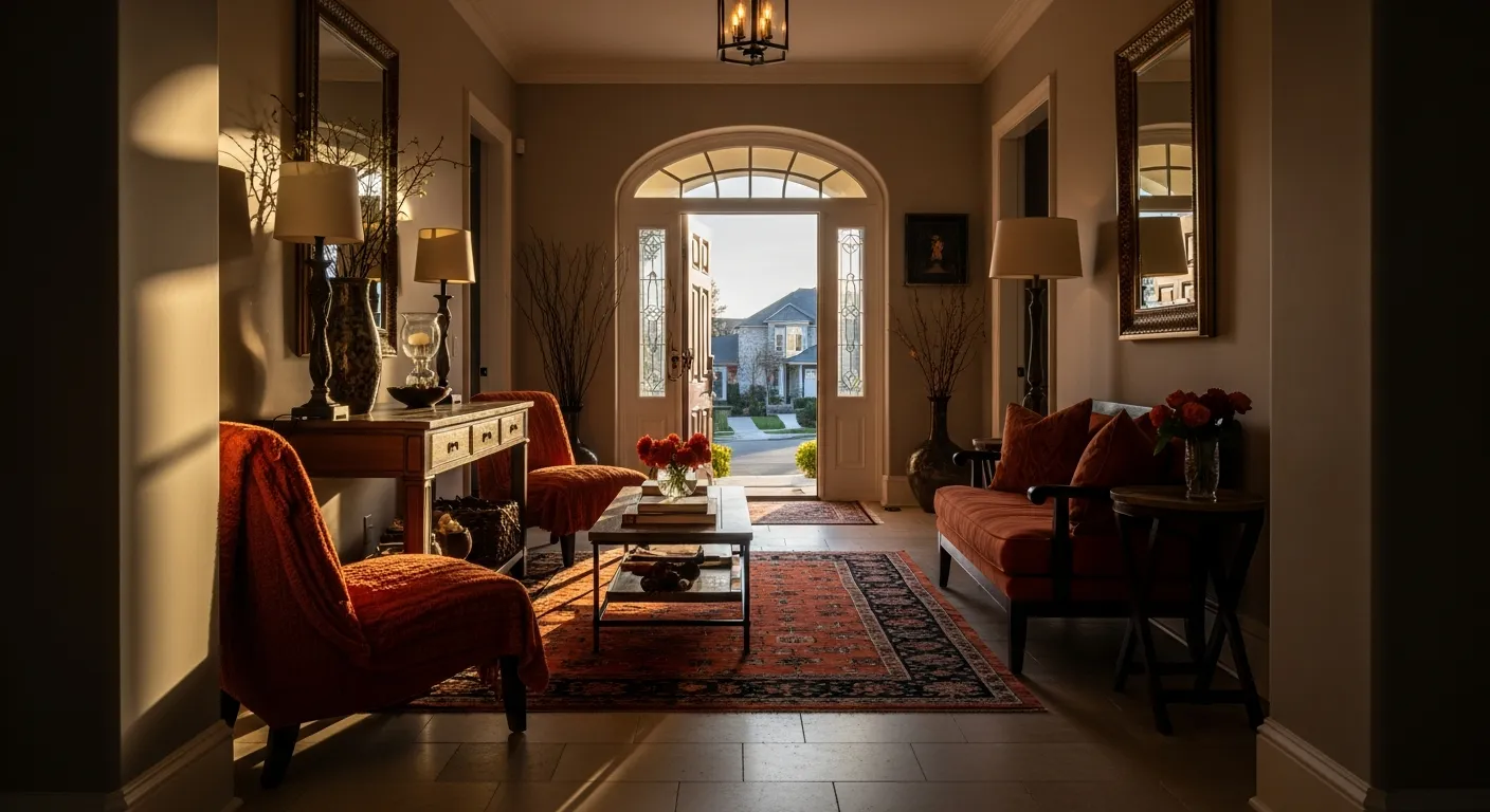Budget friendly Classic Luxury Entryway ideas using velvet benches